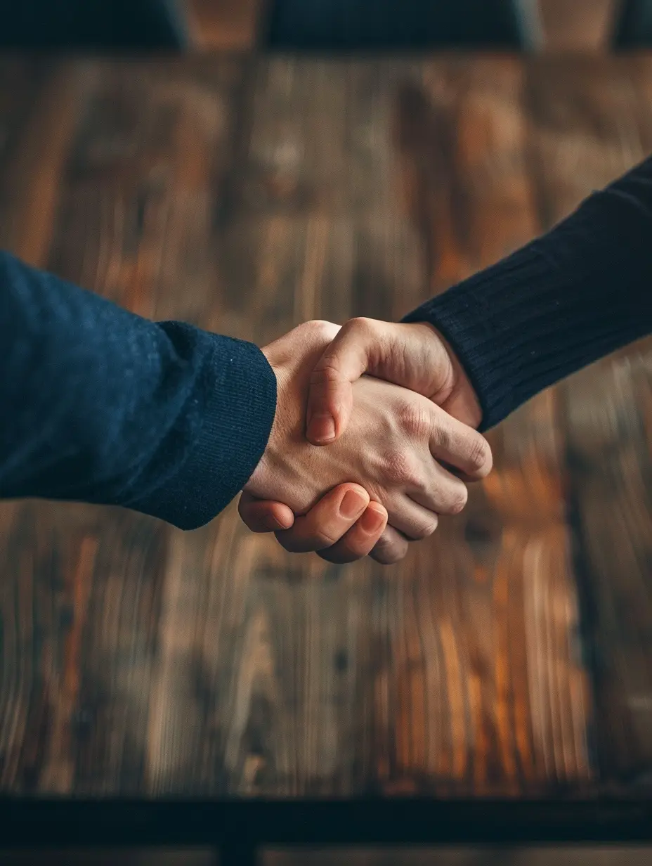 Handdruk tussen twee partners