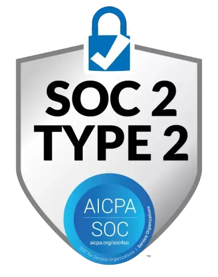 SOC 2 Type 2 attestatielogo, uitgegeven door AICPA na onafhankelijke audit