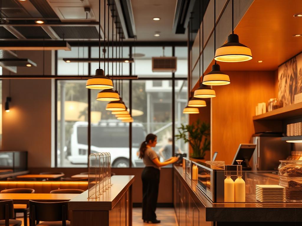 Horeca medewerker neemt reservering aan terwijl restaurant draait