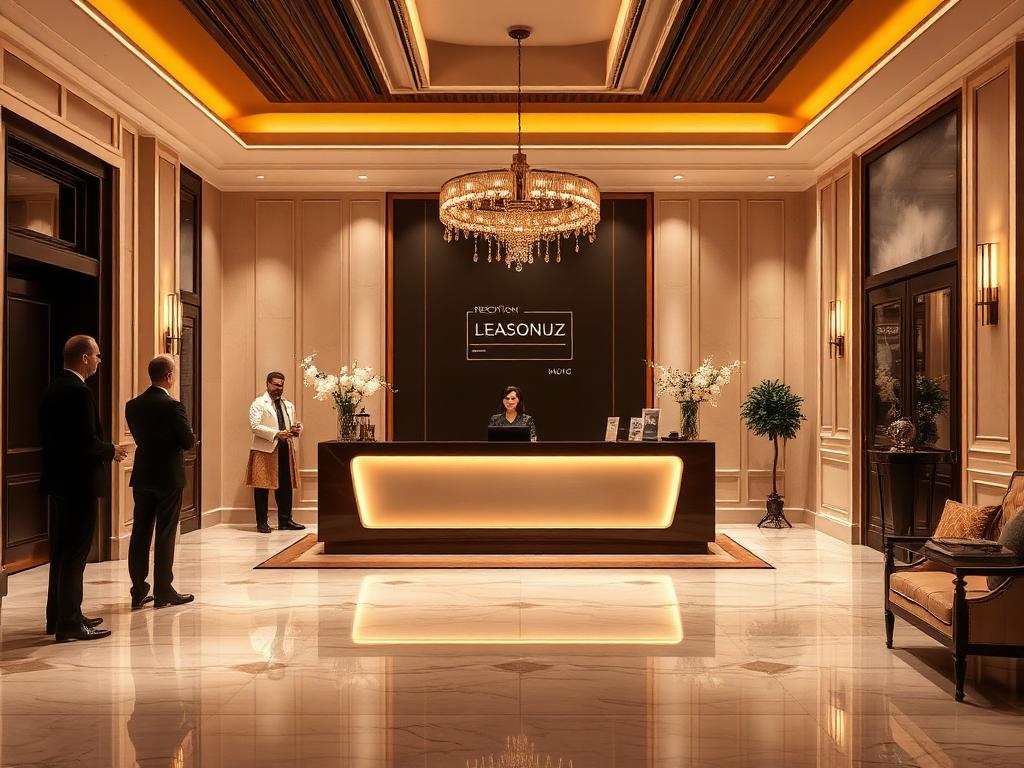 Hotelreceptie waar VoxFlow telefoongesprekken afvangt